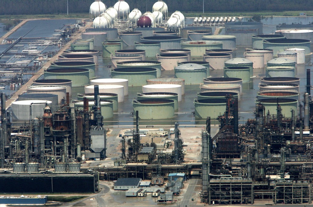 The Shell Oil refinery appears shut down