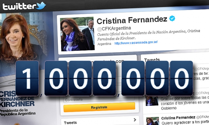 CFK alcanzó el millón de seguidores en la red social Twitter