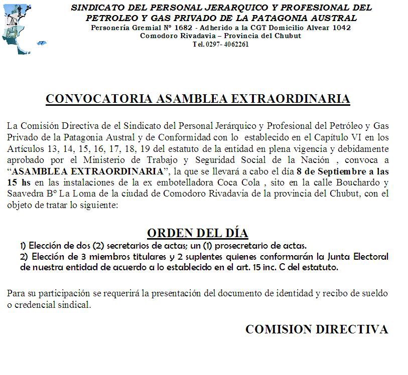Jerárquicos Petroleros convocan a Asamblea por Junta Electoral