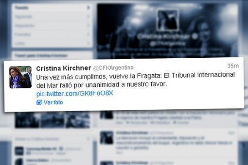 Cristina en Twitter: «Una vez más cumplimos, vuelve la Fragata»