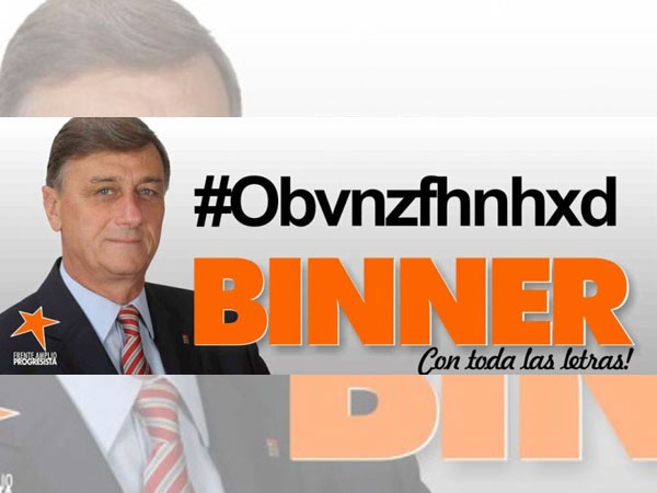 Binner: Aparecen afiches de «Obvñzfhnhxds»