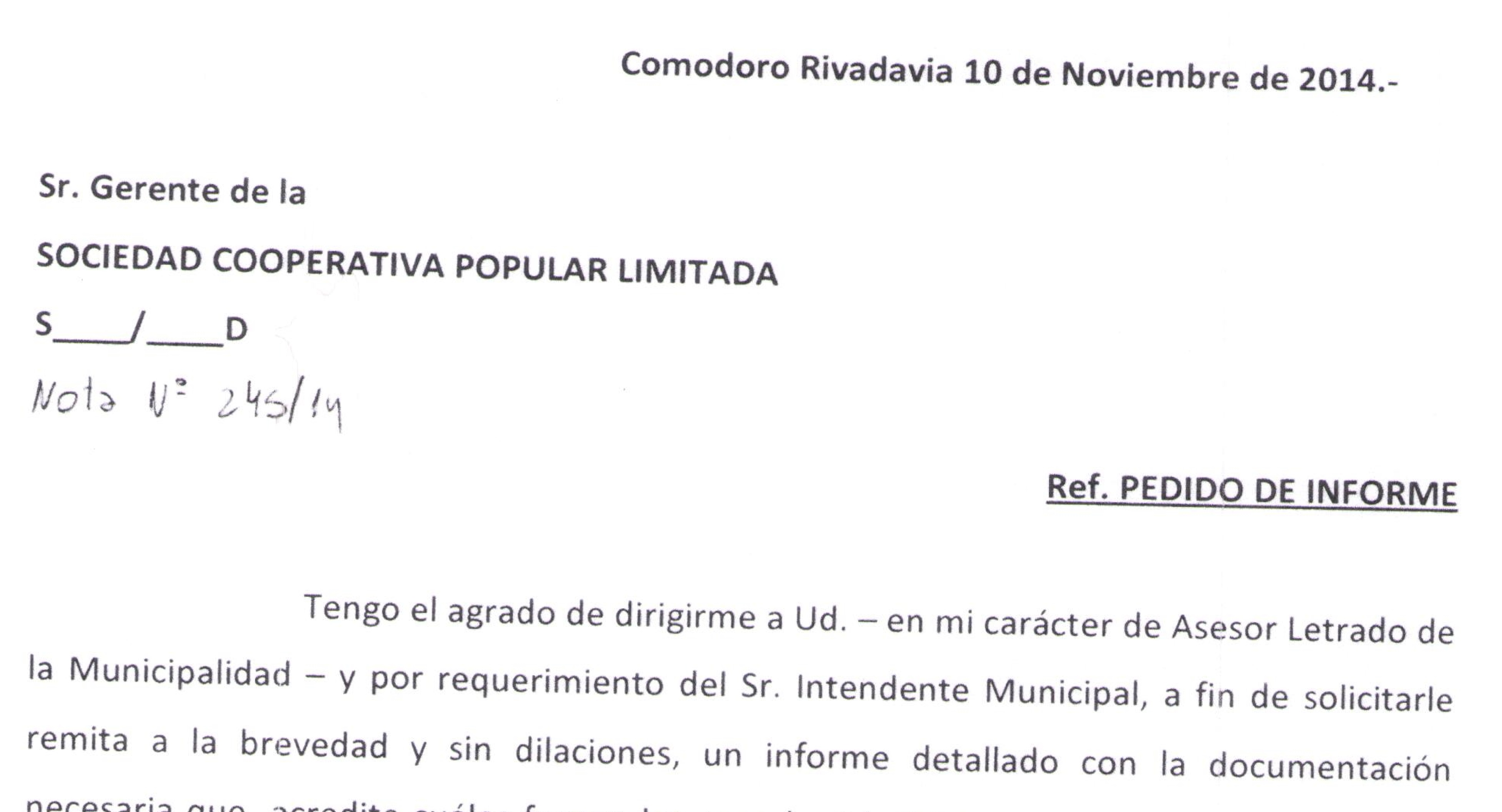 El municipio elevó pedido de informe a la SCPL
