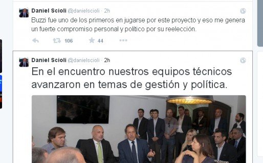 Desde Twitter, Scioli reiteró su respaldo a la reelección de Buzzi
