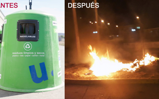 Incendiaron dos iglúes para residuos reciclables