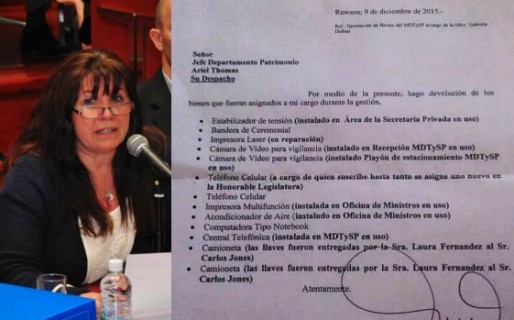 Dufour certificó la devolución del celular y dos camionetas