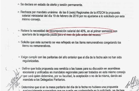 Para Provincia, ATECh decretó el paro antes de concurrir a la paritaria
