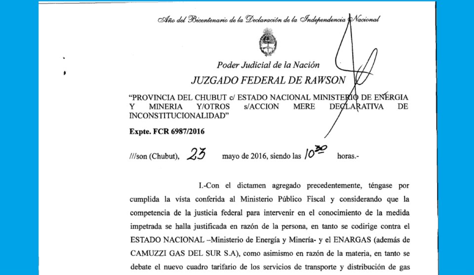 La Justicia frenó el tarifazo del gas en Chubut | El Comodorense