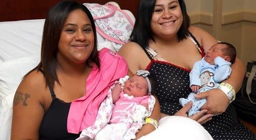 Hermanas dan a luz el mismo día, al mismo tiempo y en el mismo hospital