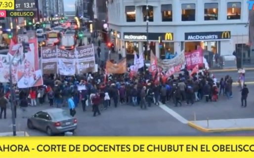 El reclamo de los docentes de Chubut llegó al Obelisco