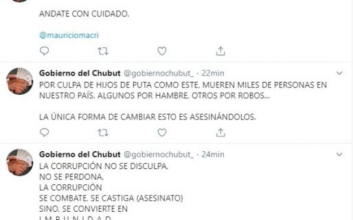 Hackearon la cuenta oficial de Twitter del Gobierno de Chubut