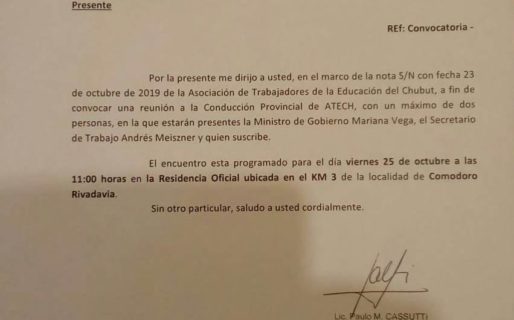 El Gobierno convocó a los docentes a una reunión en Comodoro