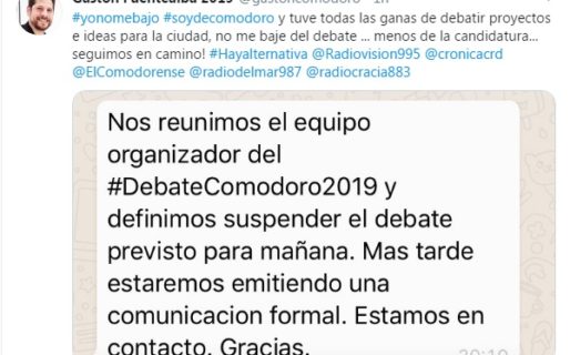 Se suspendió el debate de candidatos a intendente de Comodoro