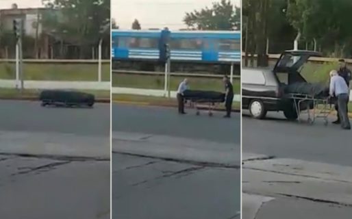 Se le cayó el muerto: Un cajón se salió del coche fúnebre y quedó tirado en medio del tránsito