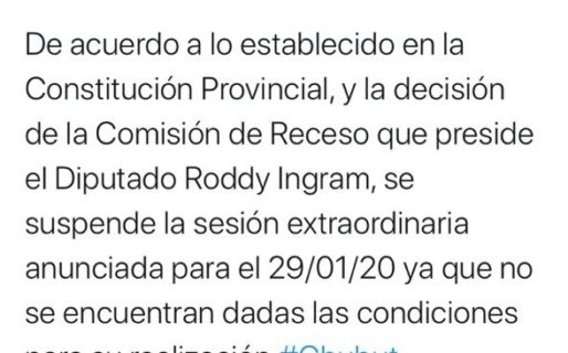 Se suspendió la sesión extraordinaria pactada para este miércoles