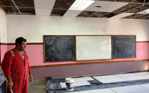 Provincia trabaja en la refacción de la Escuela N° 738
