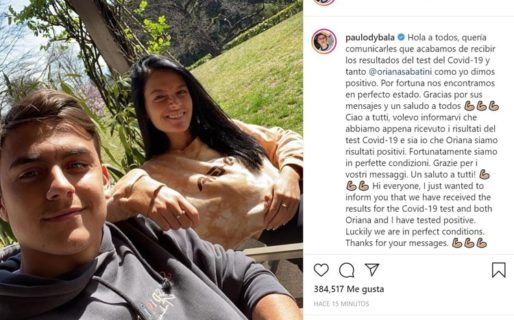 Paulo Dybala y Oriana Sabatini dieron positivo de coronavirus