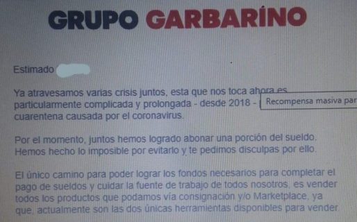 Trabajadores denuncian que Garbarino no pagará los sueldos