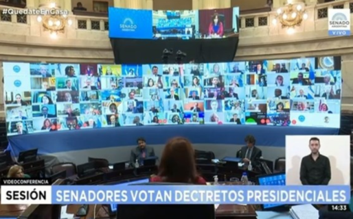 El senado sesiona por primera vez en forma virtual