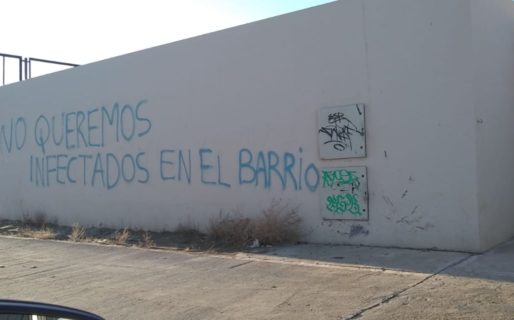Hubo pintadas contra el “hospital de campaña” que se montará en la escuela 517