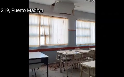 Una escuela en Madryn se cae a pedazos