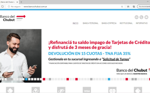 Reportan inconvenientes en el ingreso al sitio web del Banco del Chubut