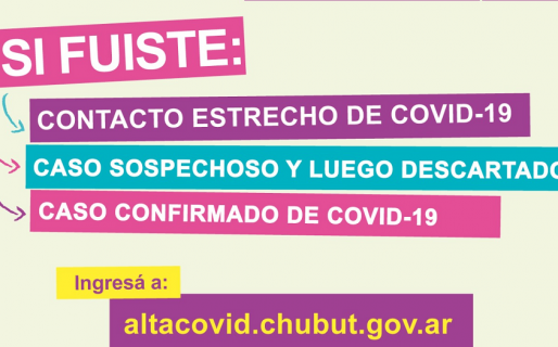El Gobierno del Chubut habilitó sitio web para que las personas puedan tramitar su alta epidemiológica de COVID-19