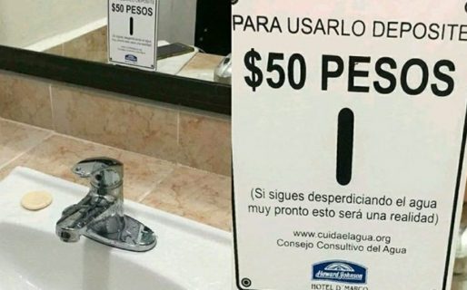 «Para usar el agua deposite $50», la ingeniosa manera de concientizar acerca del derroche