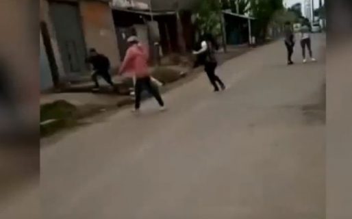 Carniceros a las trompadas con veganos en un frigorífico