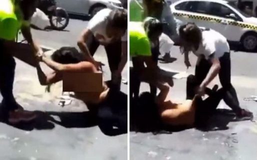 Comerciantes agreden y desnudan a una supuesta «mechera» en pleno día