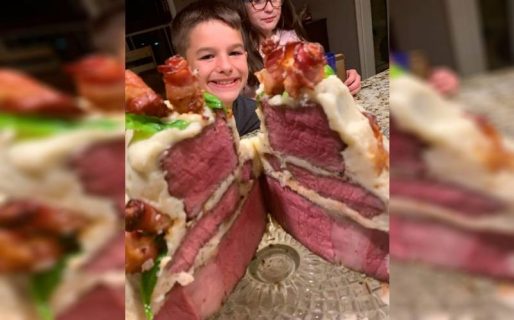La peculiar torta de carne y puré que un padre le hizo a su hijo para su cumpleaños