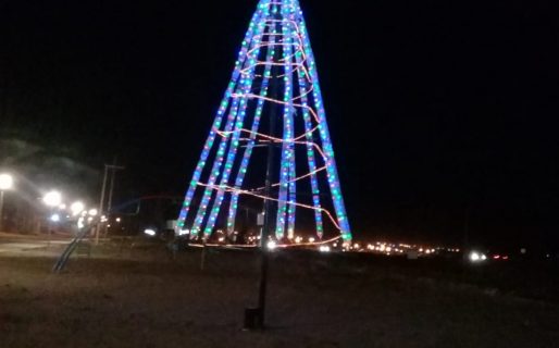 Realizaron un árbol de navidad con botellas de plástico