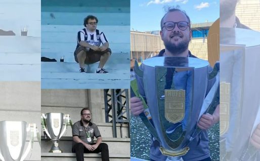 Conocido por ser el único hincha que fue a ver a su equipo, hoy festejó el primer campeonato como presidente del club