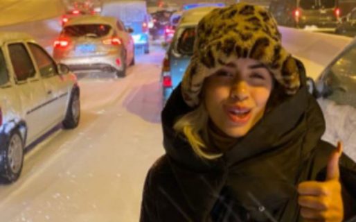 Lali Espósito quedó atrapada por la tormenta de nieve en Madrid