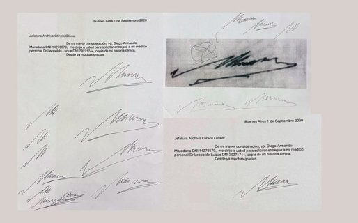 Los documentos con las firmas de Diego Maradona que podrían demostrar que el médico Luque la falsificó