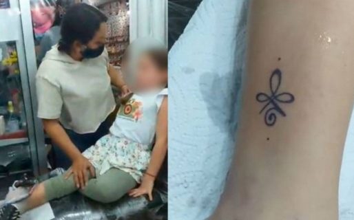 Una madre obliga a su hija de 7 años a tatuarse