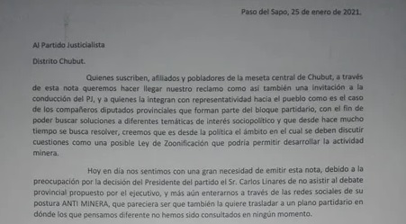 Representantes del PJ en la Meseta rechazaron la postura de la conducción provincial contra el proyecto