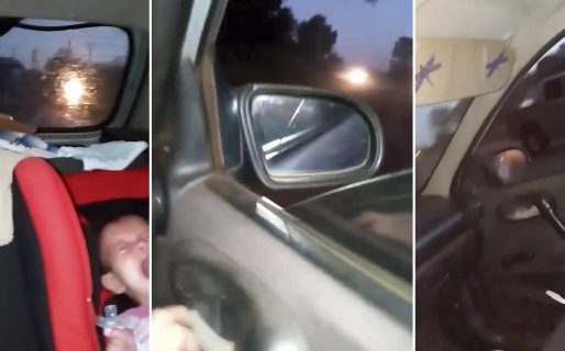 Una mujer que viajaba con su bebé en el auto filmó a su ex pareja mientras la perseguía y la chocaba con su camioneta