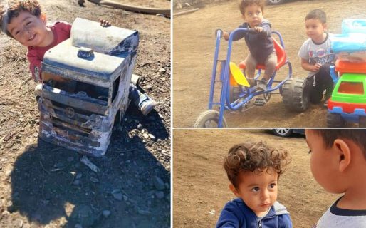 La solidaridad de los más chicos: Agustín le regaló sus juguetes a Valentino, que había perdido todo en el incendio