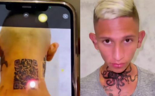 Se tatuó en la nuca el código QR de su Instagram y no funciona