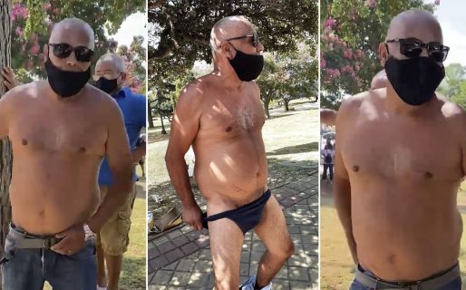 Video: Un taxista se desnudó delante de una periodista en medio de una manifestación