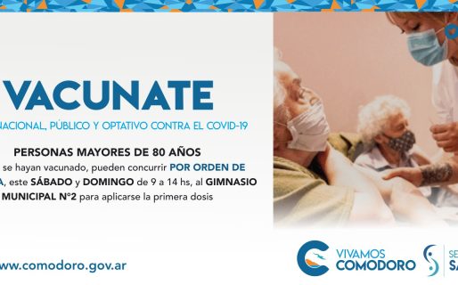 Este fin de semana vacunarán a mayores de 80 años que no recibieron la primer dosis