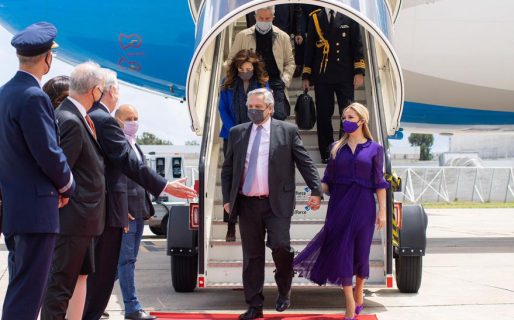 Alberto Fernández y su comitiva arribaron a Portugal