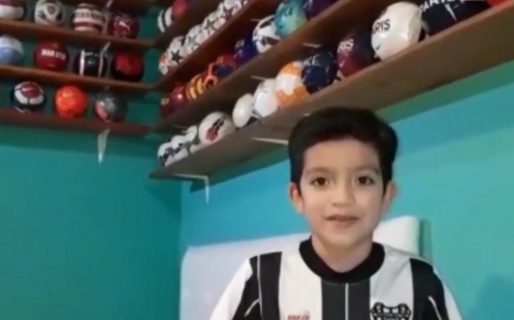 Giovanni tiene 8 años, colecciona pelotas de fútbol y quiere que la próxima sea una firmada por jugadores de Boca