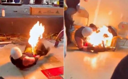 En plena lucha libre un truco salió mal y un peleador terminó con la entrepierna e ingle quemadas