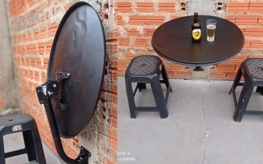 Convirtió una antena vieja en una mesa plegable y le llovieron las felicitaciones