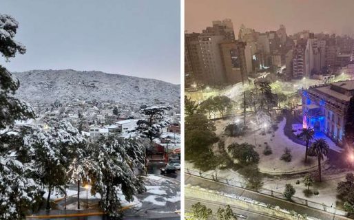 Impactantes fotos de la nevada en Córdoba