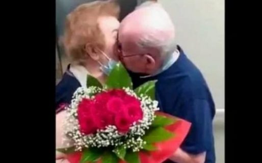 Conmovedor reencuentro de una pareja de adultos mayores separados 9 meses por el Covid-19