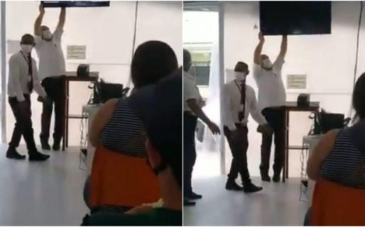 Esperaban para vacunarse y apareció una película erótica en la pantalla