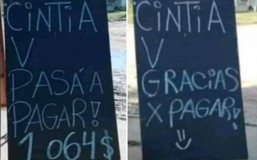 Escrachó a una vecina con un cartel para que pague lo que debía y hubo final feliz