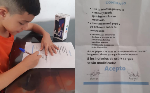 Le regalaron un celular pero antes le hicieron firmar un contrato con varias condiciones
